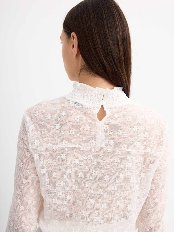 Mini print elastic blouse white detail view