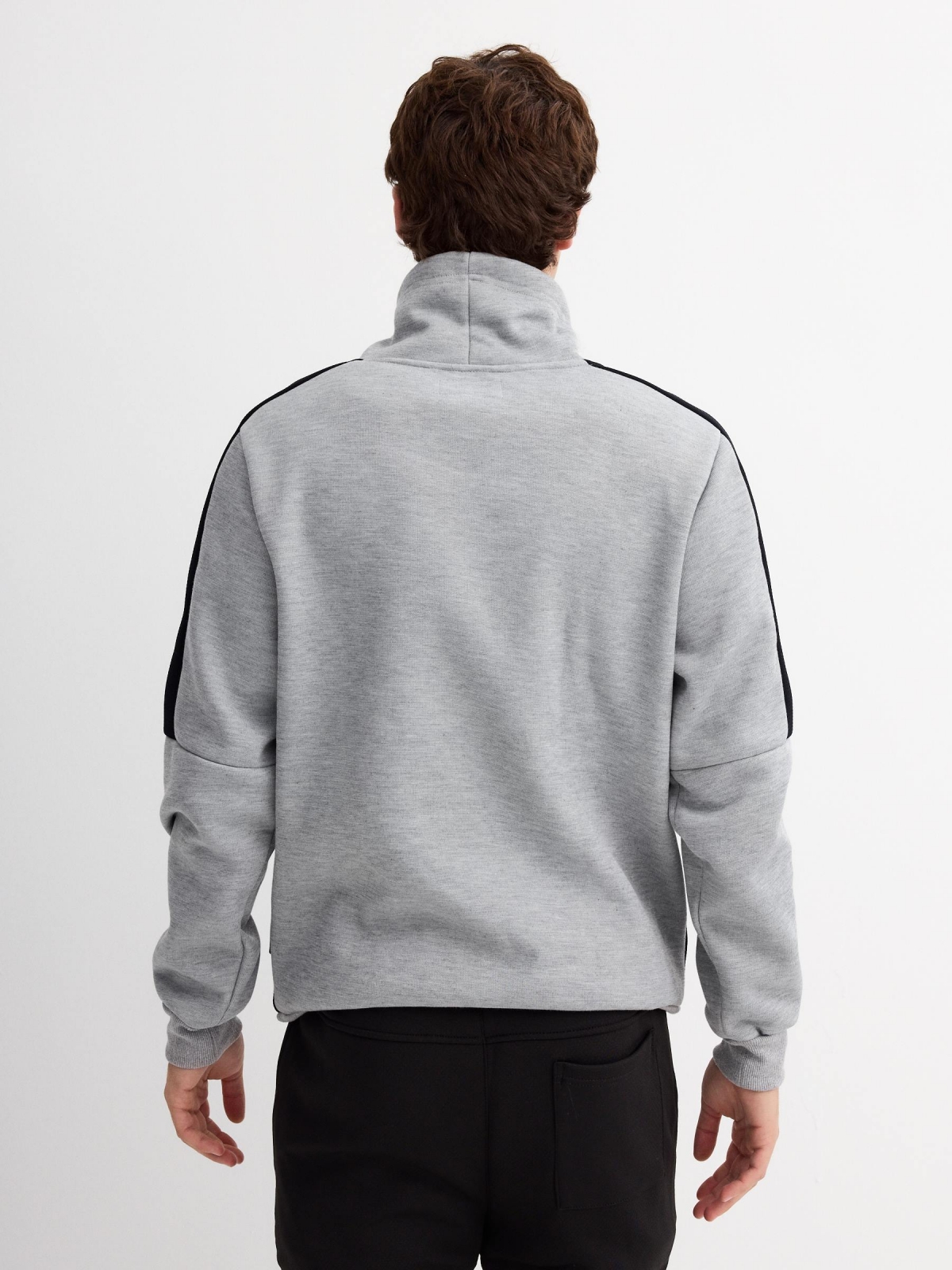 Real Time fluid neck sweatshirt grey middle back view