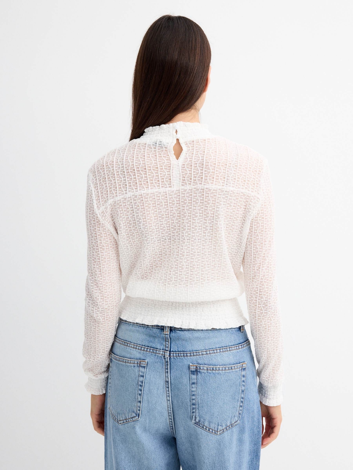 Blouse lace white middle back view