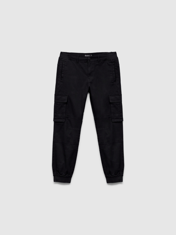 Jogger pants with pocket legs black back view