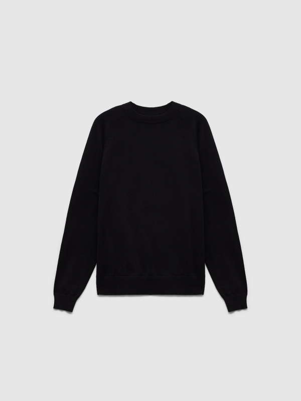  Plain sweater round neck black front view