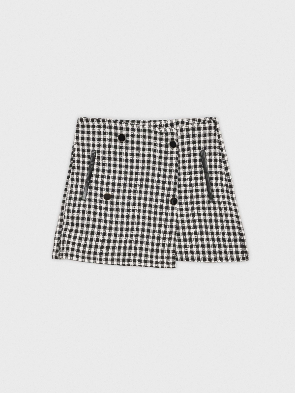  Skort de tweed com botões preto vista frontal