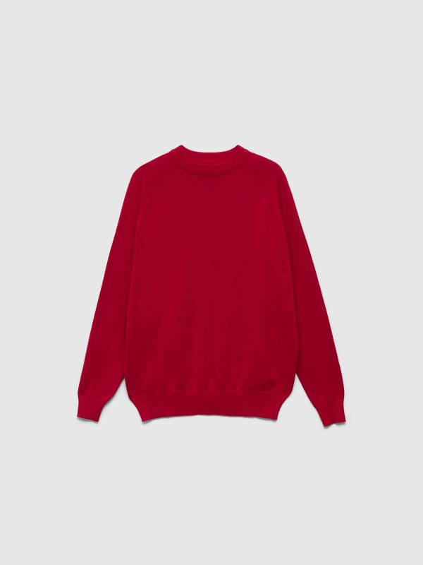  Plain sweater round neck red front view