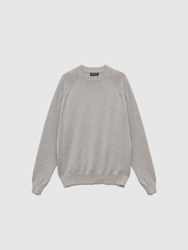  Plain sweater round neck light grey front view