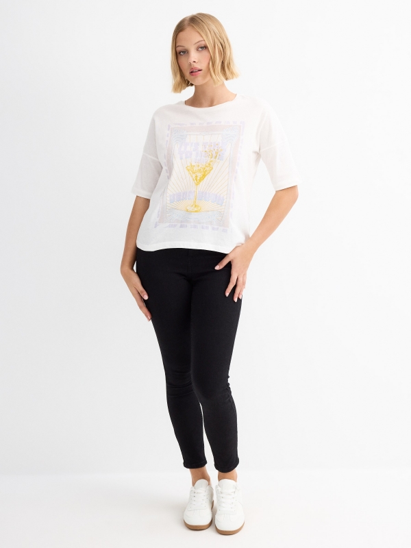 Vermouth 3/4 sleeve t-shirt off white general front view