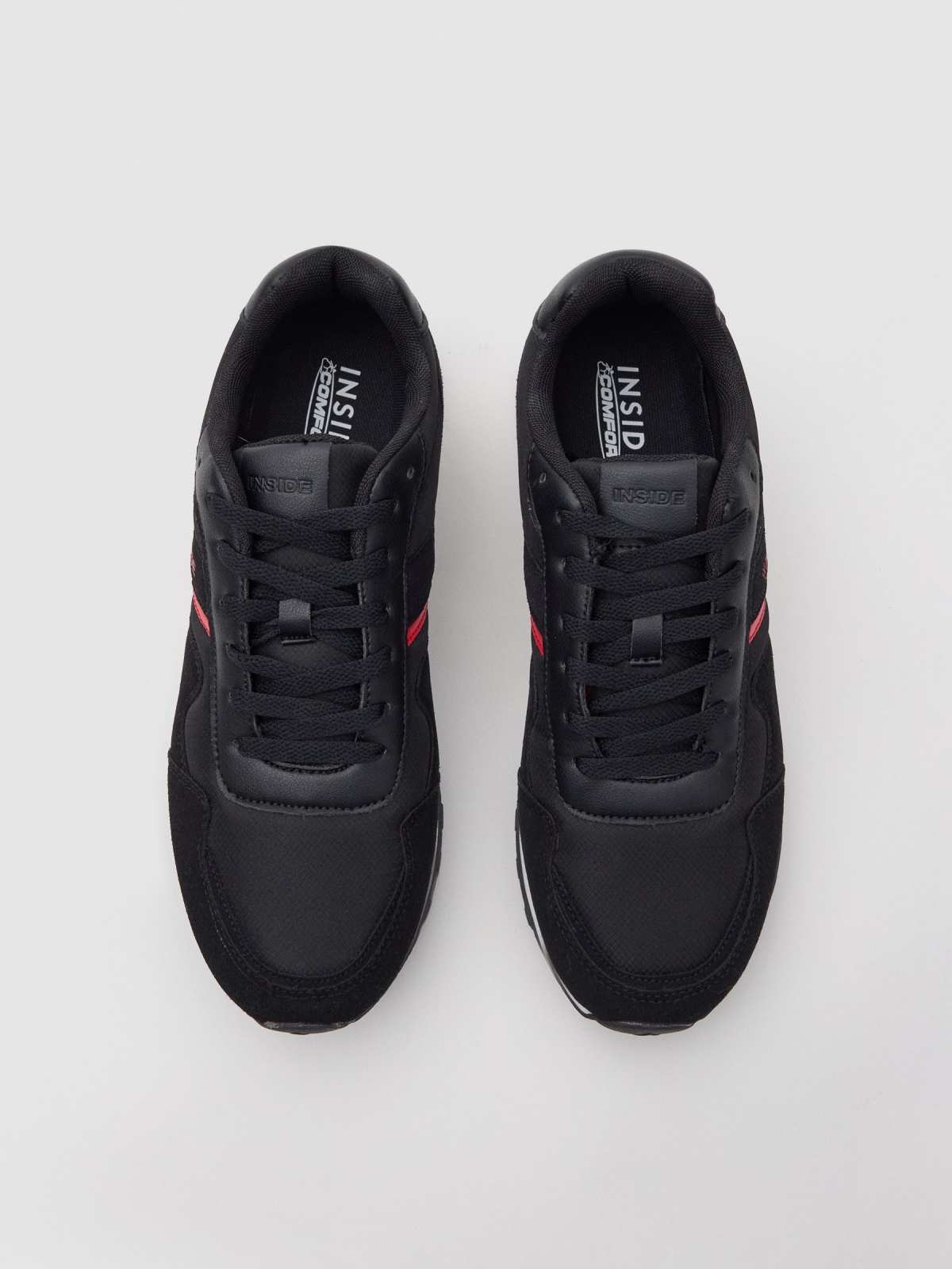 Combined nylon casual sneaker black zenithal view