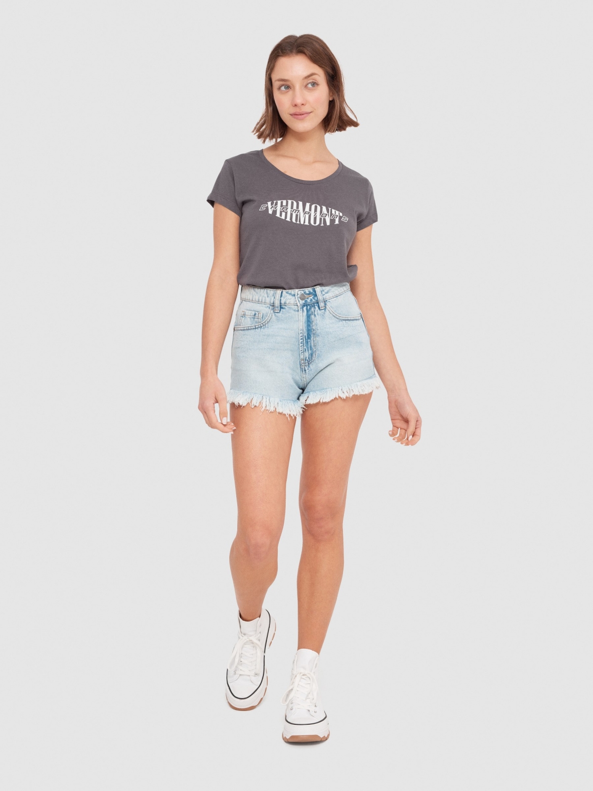 Camiseta crop Vermont malva vista general frontal