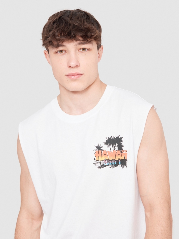 Hawaii sleeveless T-shirt white detail view