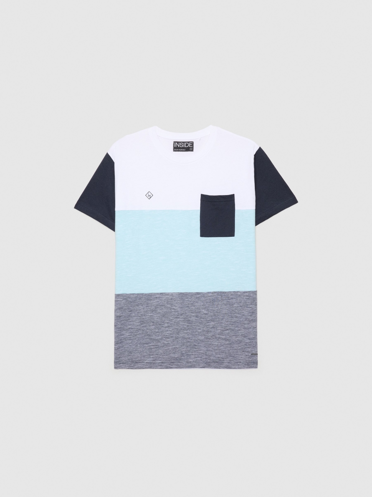  Camiseta color block textura blanco