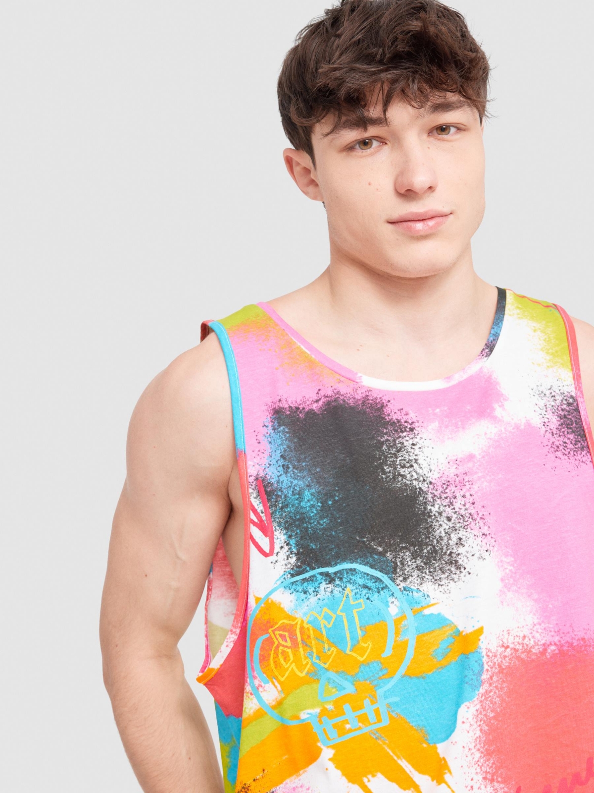 Graffiti tank top white detail view