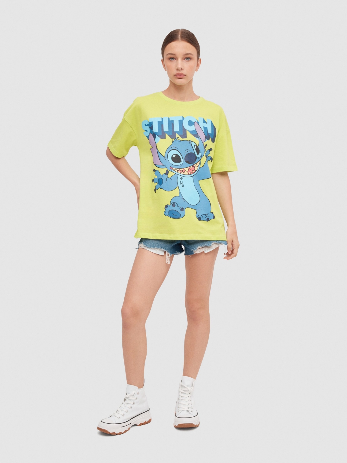 Stitch t-shirt lime front view