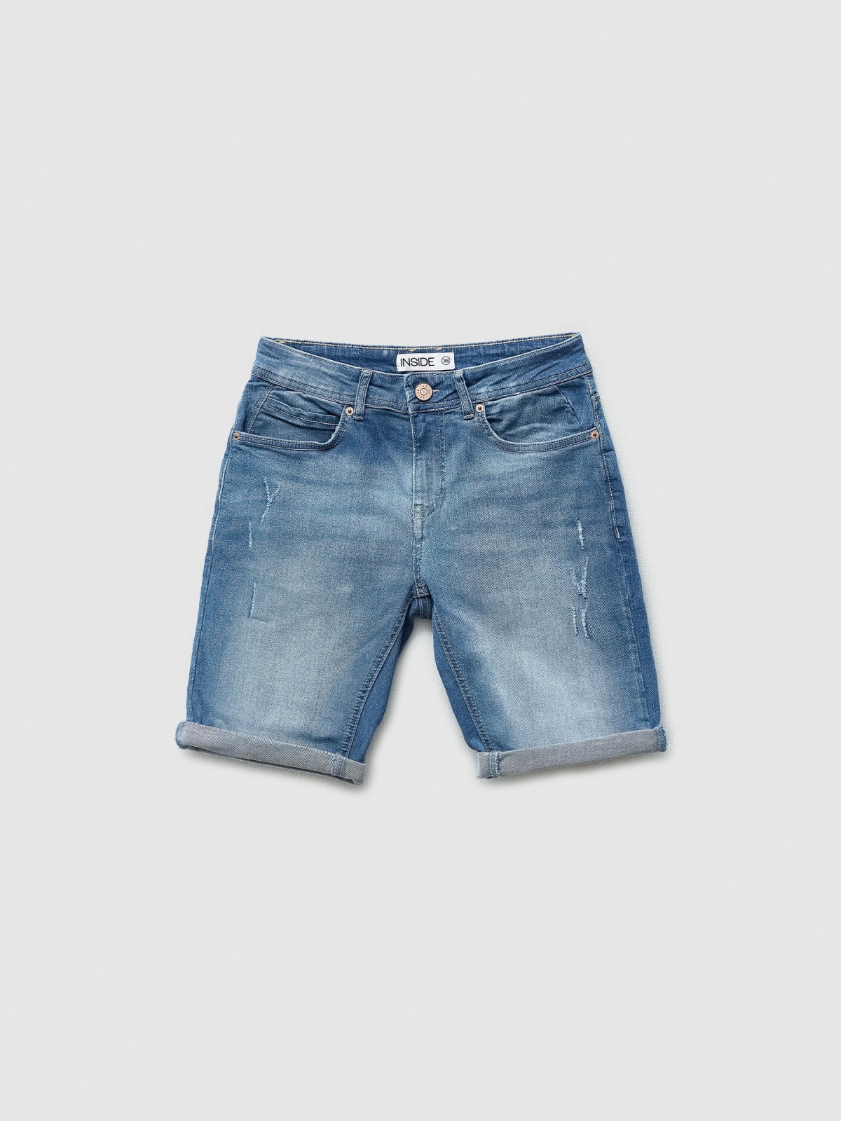  Bermudas denim slim lavado azul