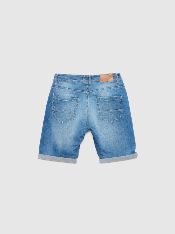 Slim bermuda shorts washed denim blue detail view