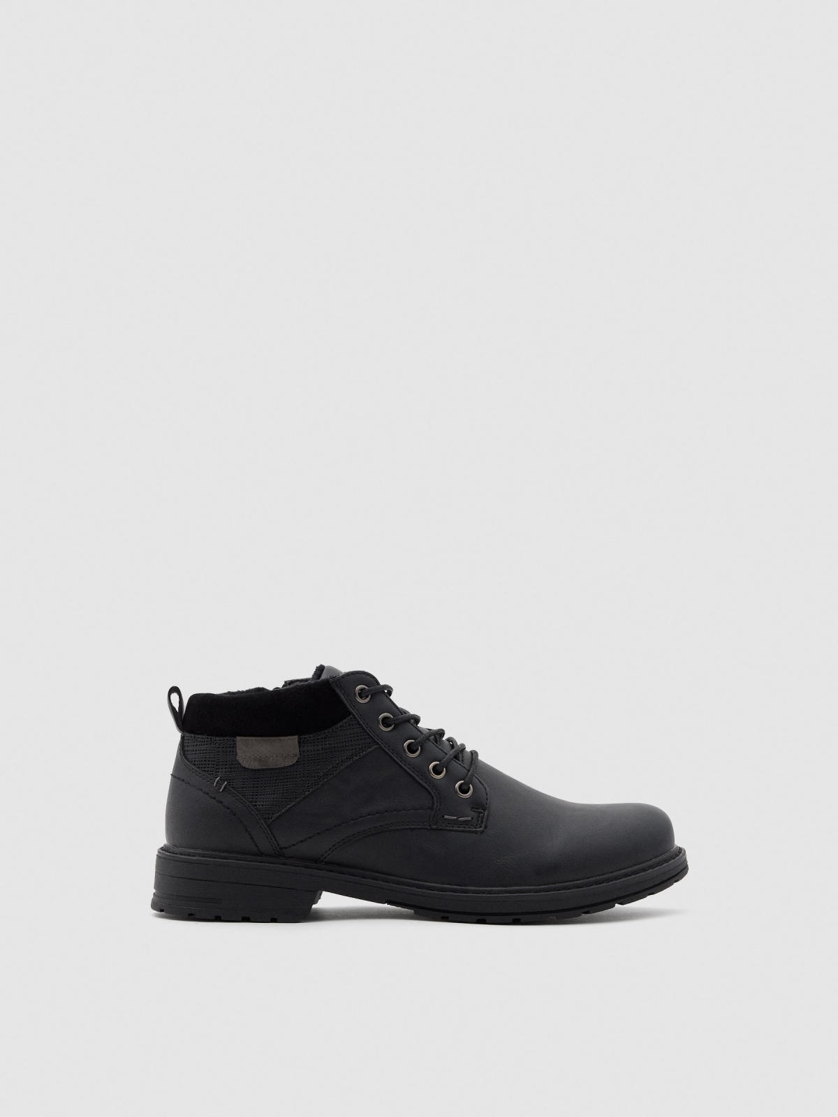 Black leather effect ankle boots black profile view