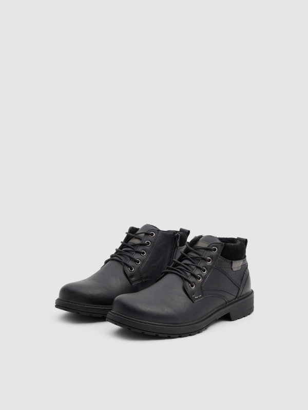 Black leather effect ankle boots black 45º front view