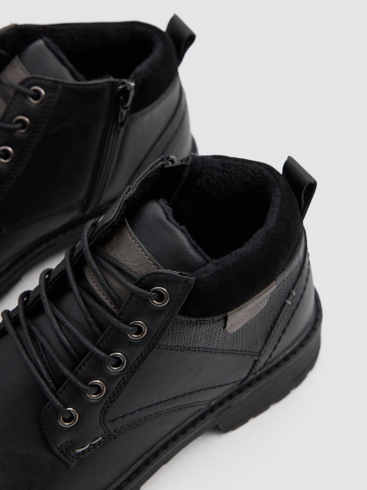 Black leather effect ankle boots black detail view