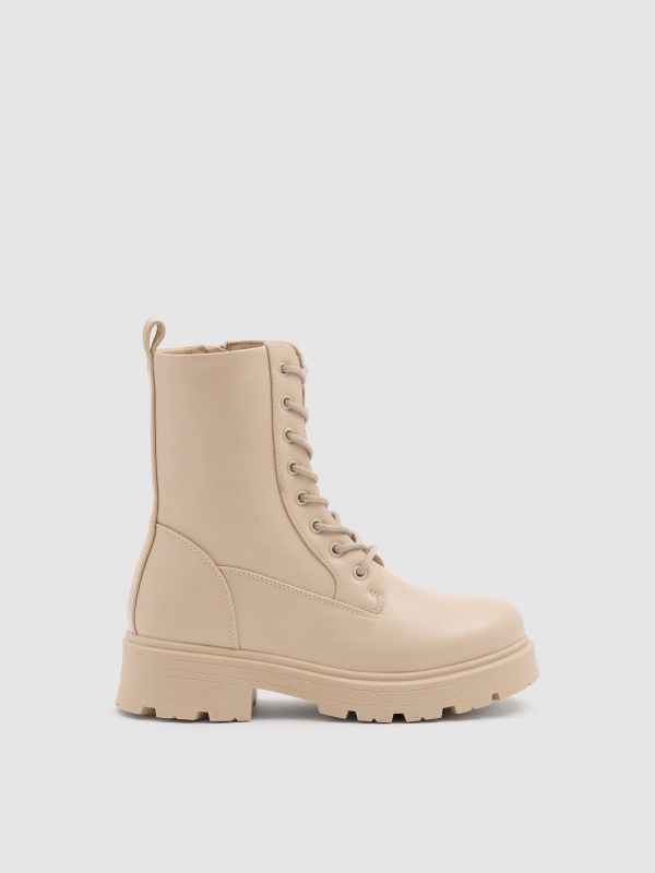 Classic beige military boot raw profile view