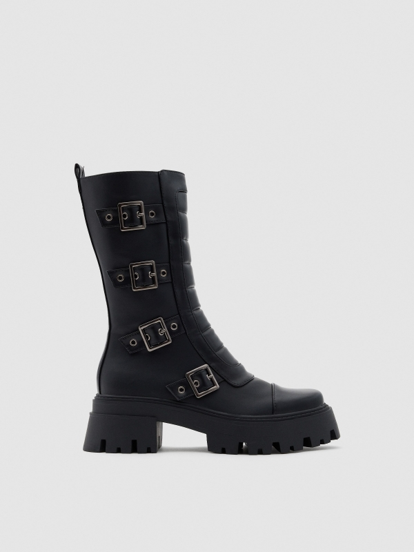 Mid-calf boot with buckles