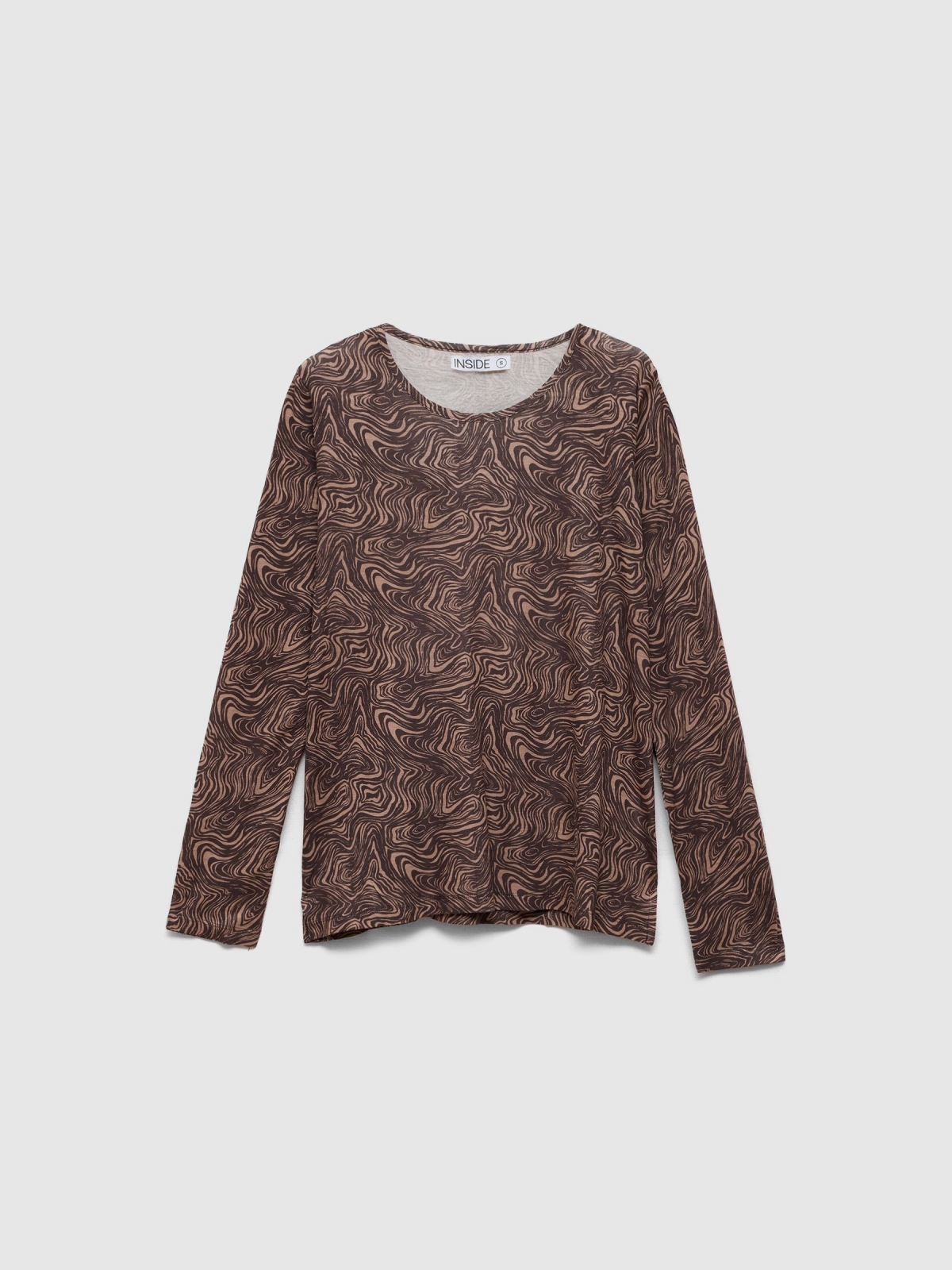  Long sleeve animal print t-shirt taupe front view