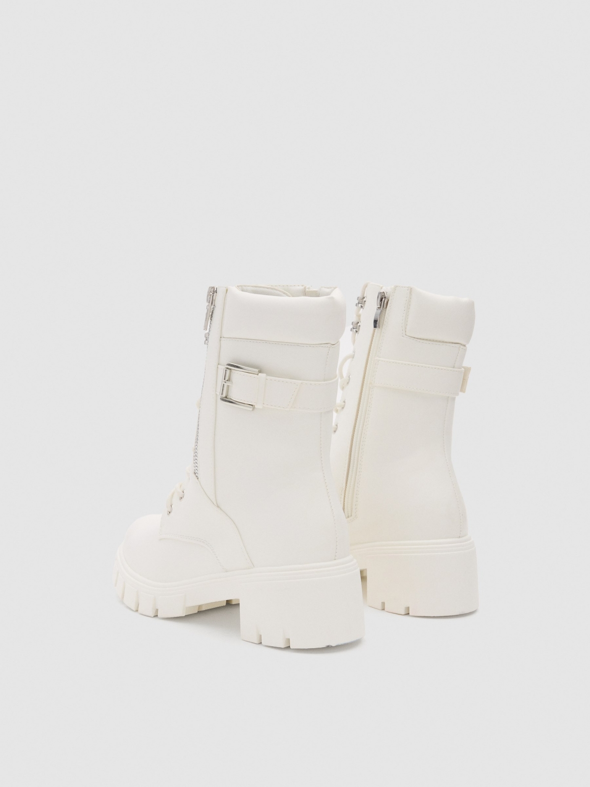 White military boot white 45º back view