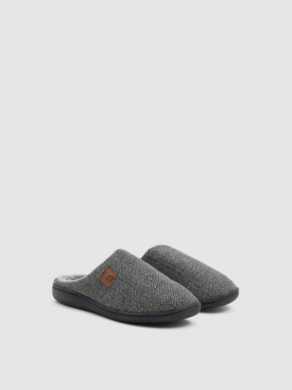 House slipper zigzag grey grey middle front view