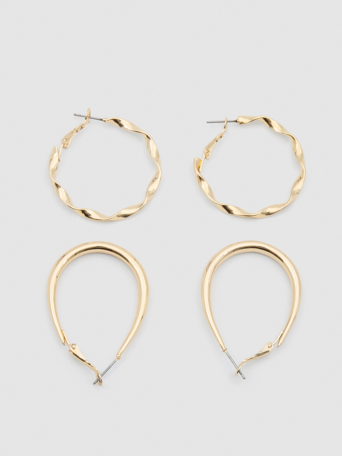 Gold plated hoop earrings set 6 pack golden/silver detail view