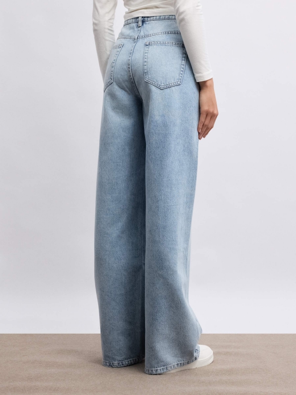 Jeans wide leg high rise light blue light blue middle back view