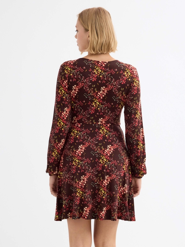 Mini cross print dress multicolor three-quarter back view