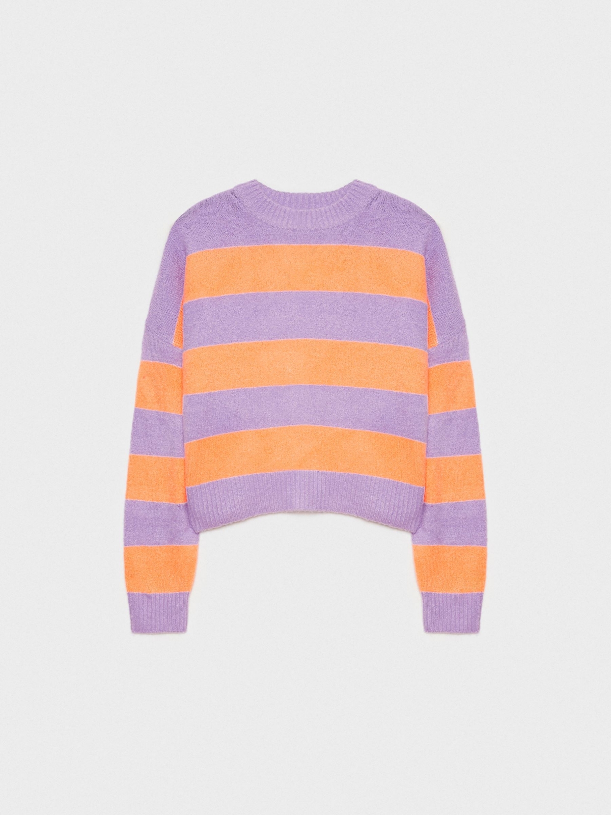  Oversized striped crop sweater lilac front view