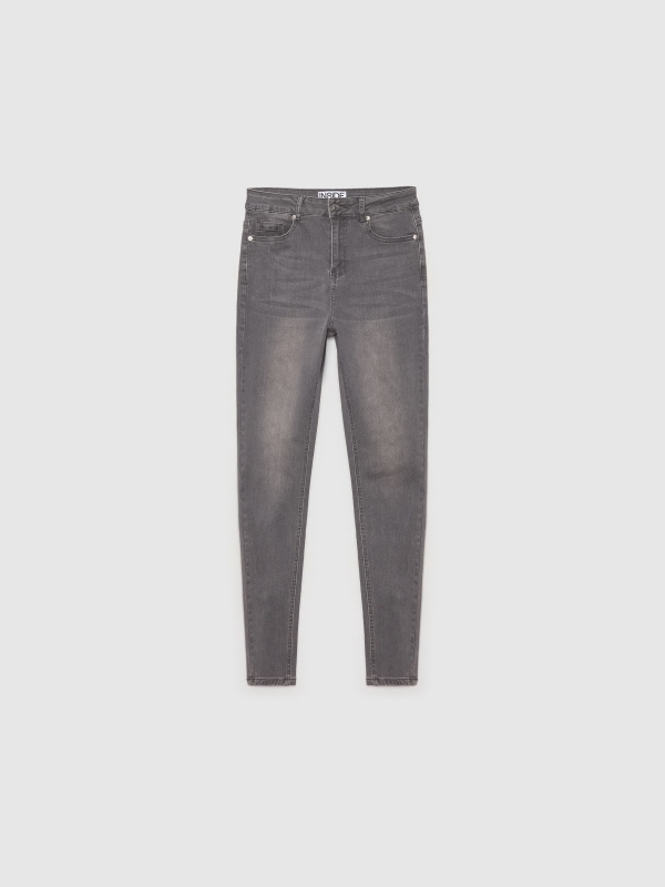  Grey mid-rise jeans light grey front view