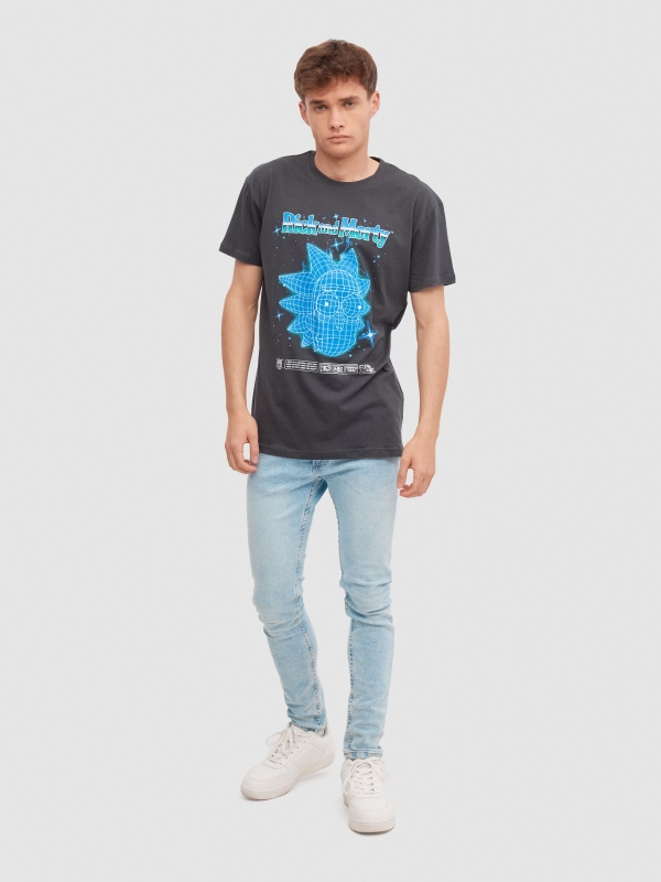 T-shirt Rick & Morty cinza escuro vista geral frontal