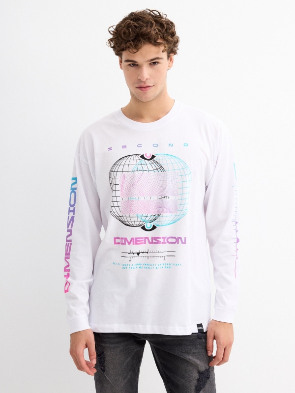 Camiseta print texto blanco vista media frontal