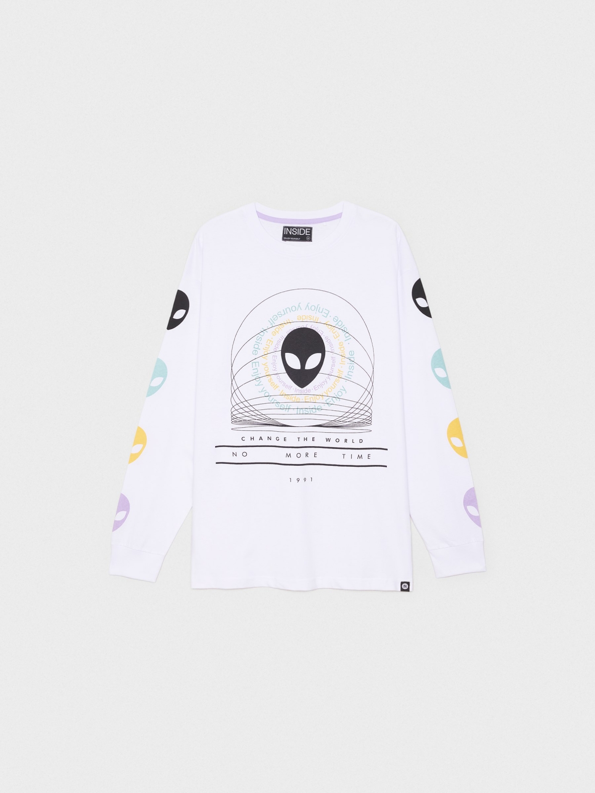  T-shirt com print Aliens branco vista frontal