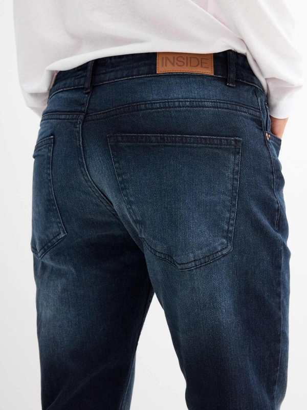 Dark denim basic jeans blue detail view