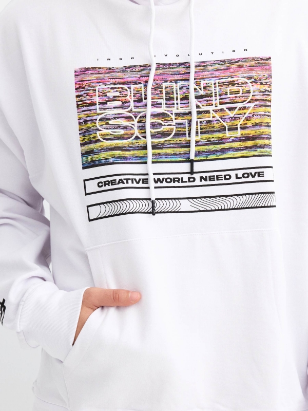 Sudadera Blind SCTY blanco vista detalle