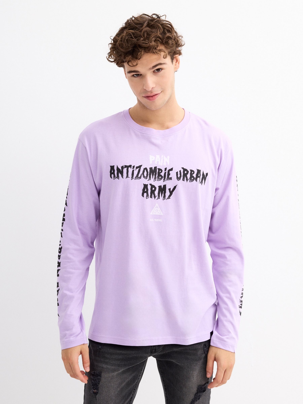 Antizombi T-shirt mauve middle front view