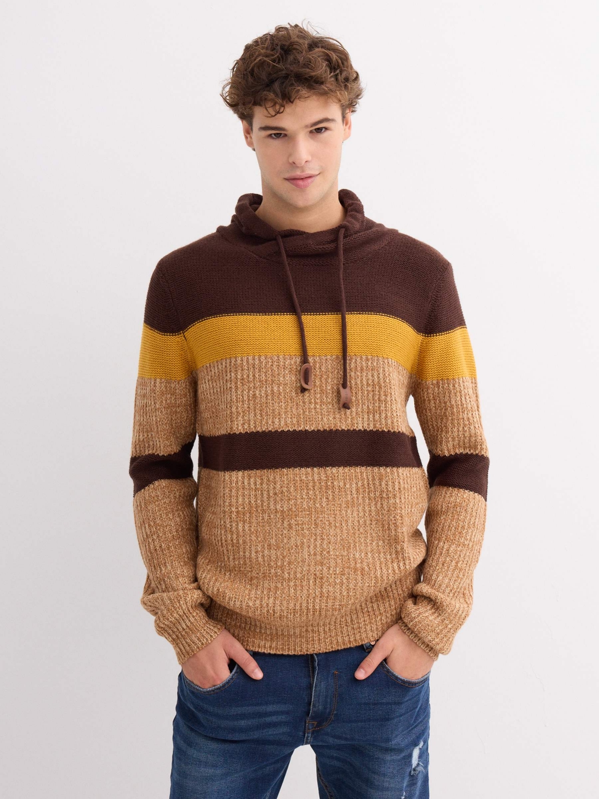 Jersey de rayas con cuello chocolate vista media frontal