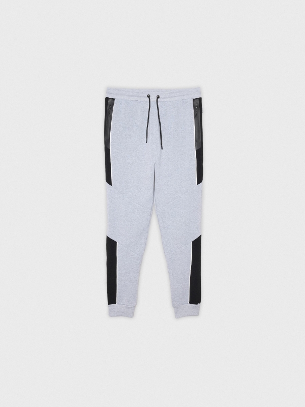  Block color jogger pants light grey front view