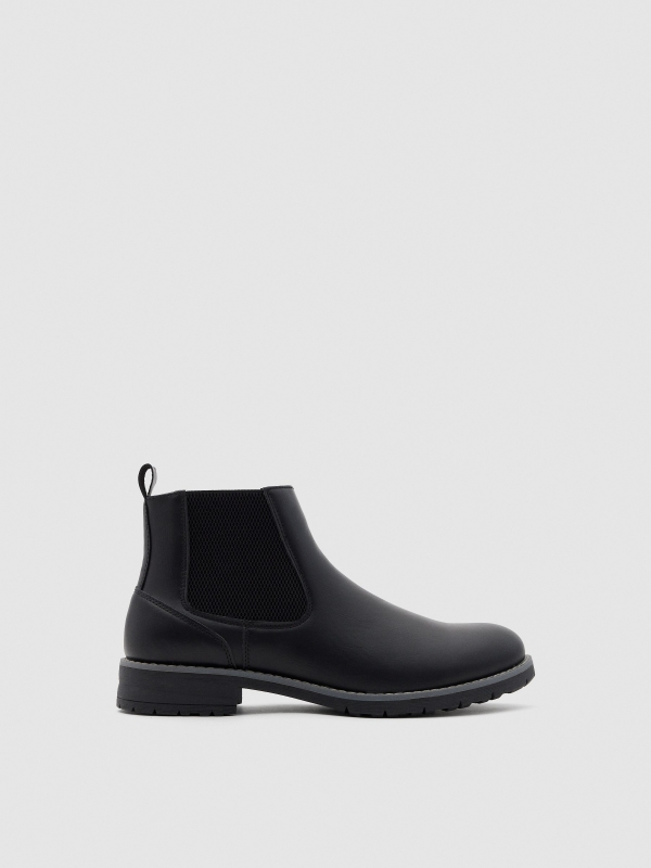 Black faux leather Chelsea boots