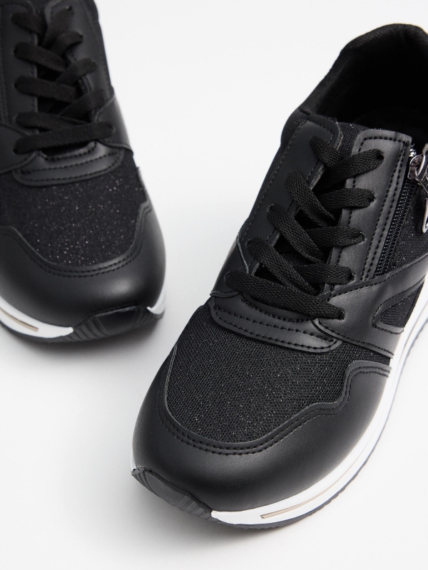 Modern wedge sneakers black detail view