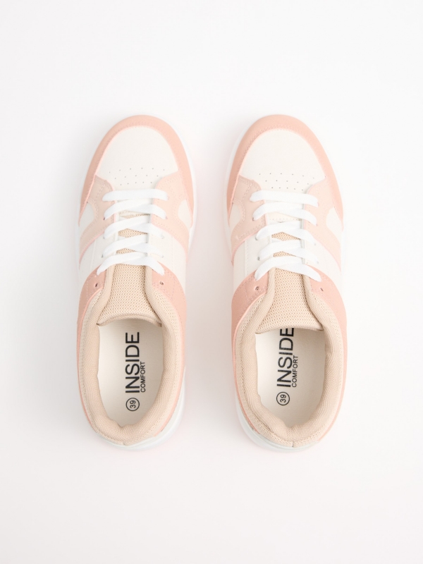 Casual combined faux leather sneakers sand detail view