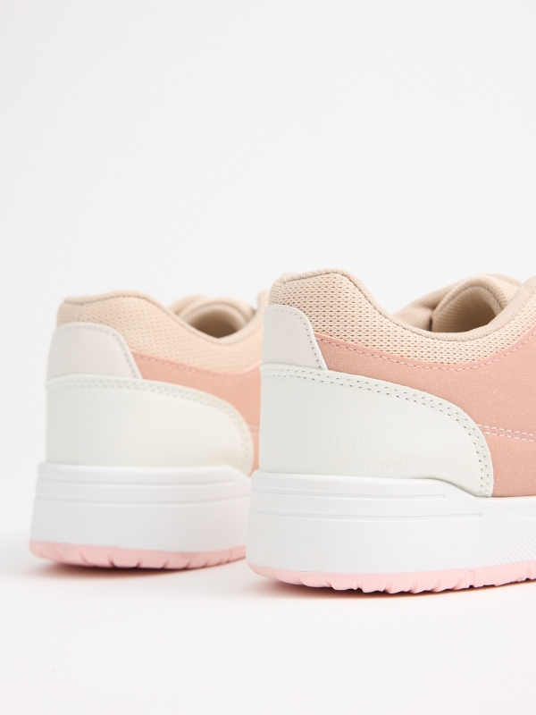 Casual combined faux leather sneakers sand detail view