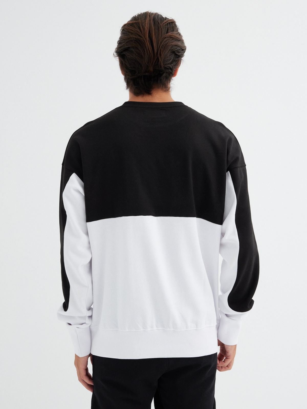 New crew color block sweatshirt white middle back view