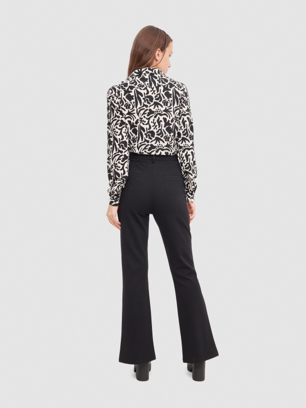 Flared dress pants with opening black middle front view