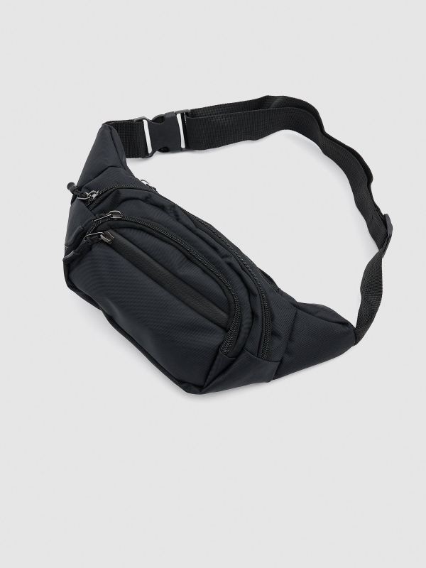 Fanny pack 4 pockets black 45º side view