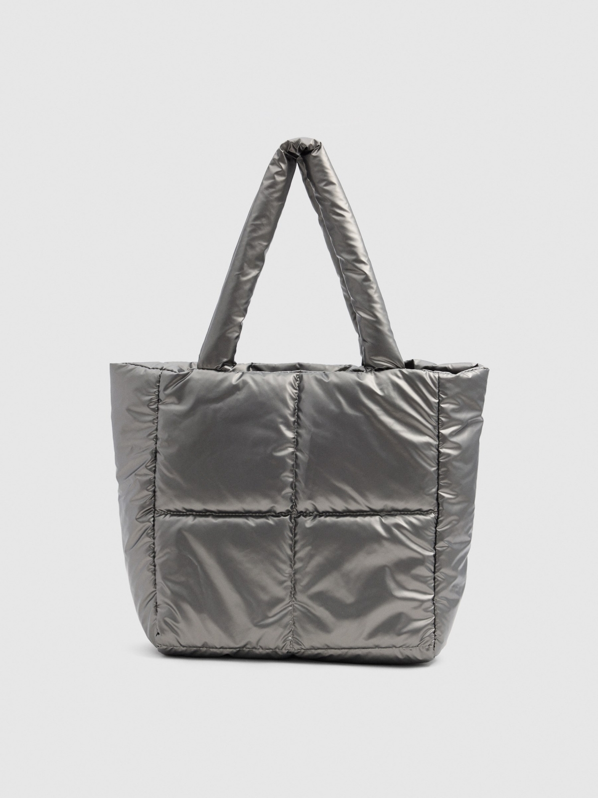 Silver quilted shopper bag