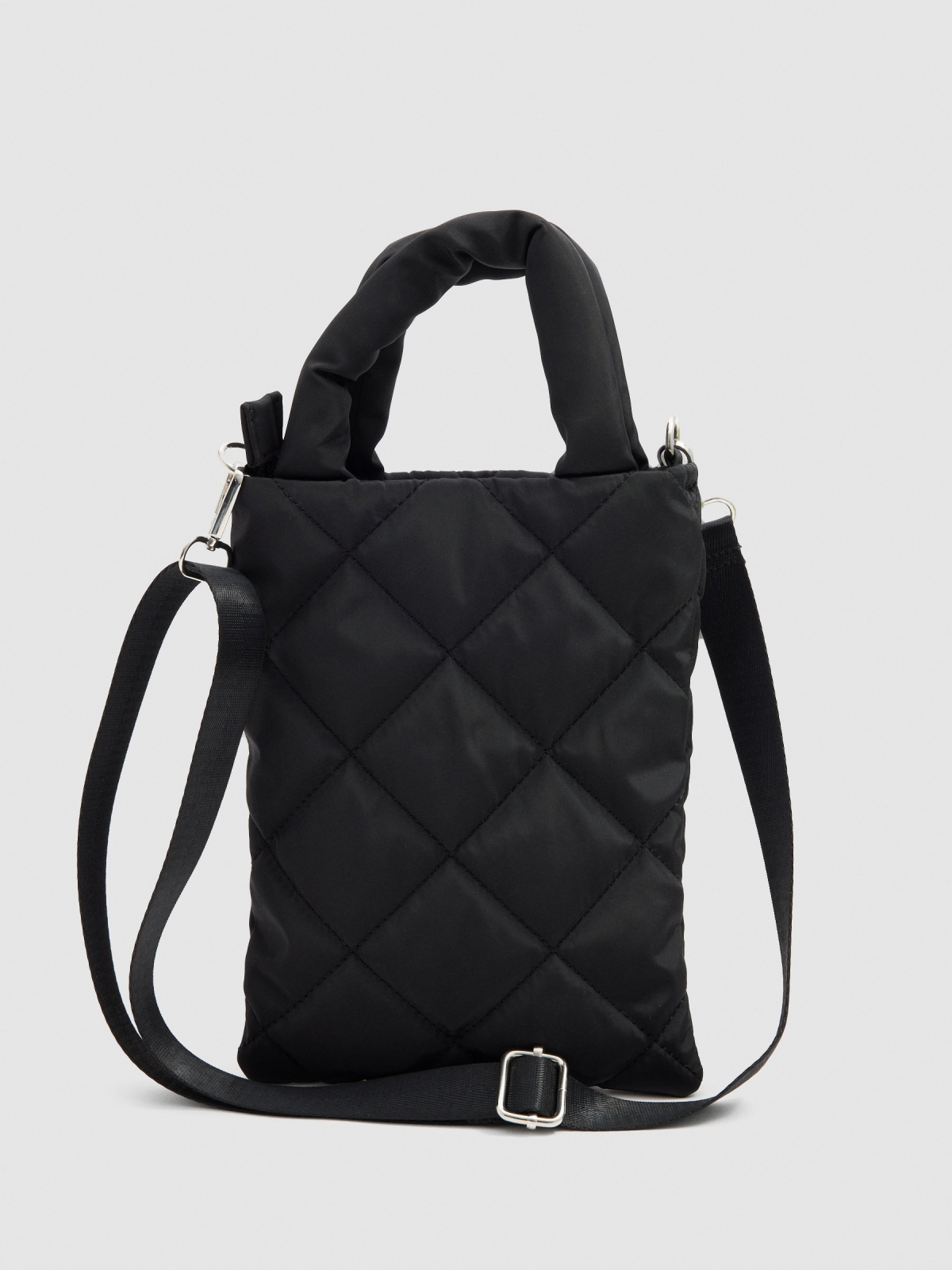 Bolso shopper acolchado mini negro vista general trasera