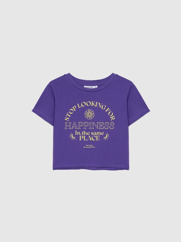  Camiseta crop Happiness violeta