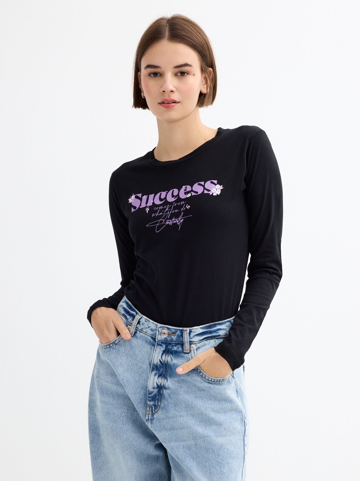 Long sleeve black graphic t-shirt