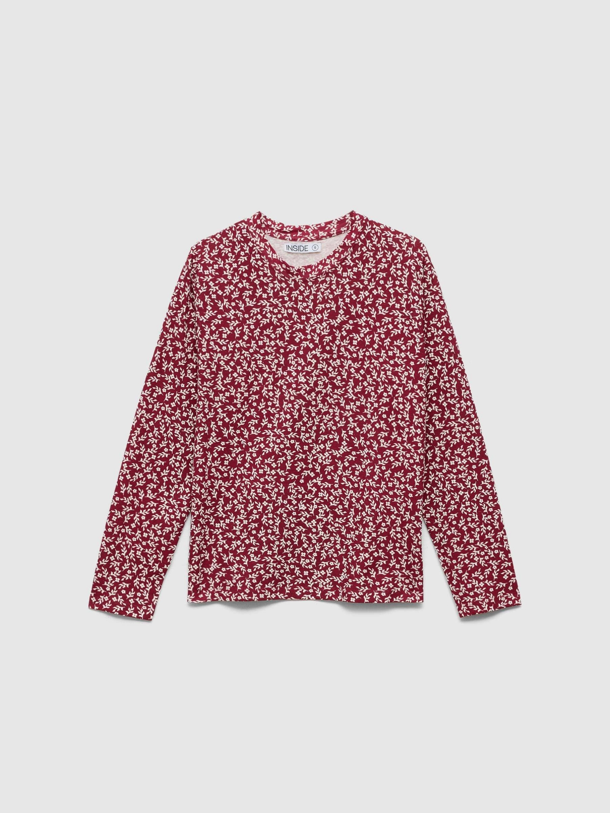 Long sleeve flowing maroon floral t-shirt